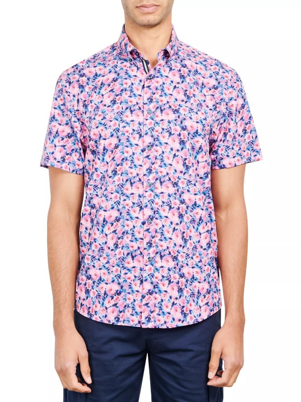 Society of Threads NEW Stretch Slim fit Rose Print button down shirt sz S